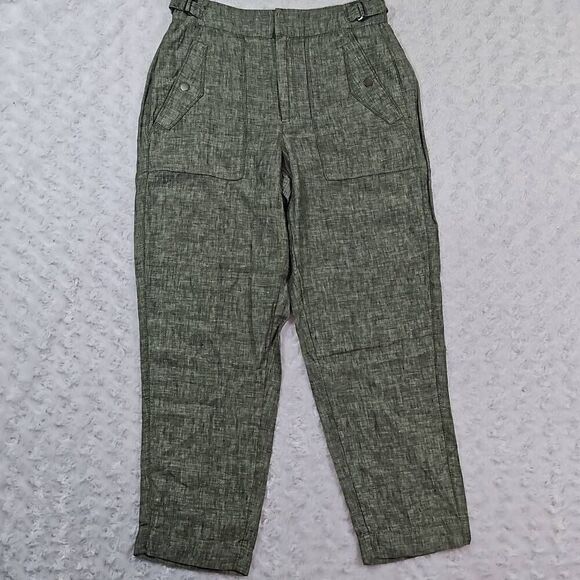 NWOT Athleta Voyager Linen Pants Aspen Olive Green Womens Size 4 Coastal Comfy - Picture 1 of 7